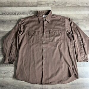 VTG Big Yank Shirt Mens‎ Large 1970s Brown Workwear Button Up Union Made USA